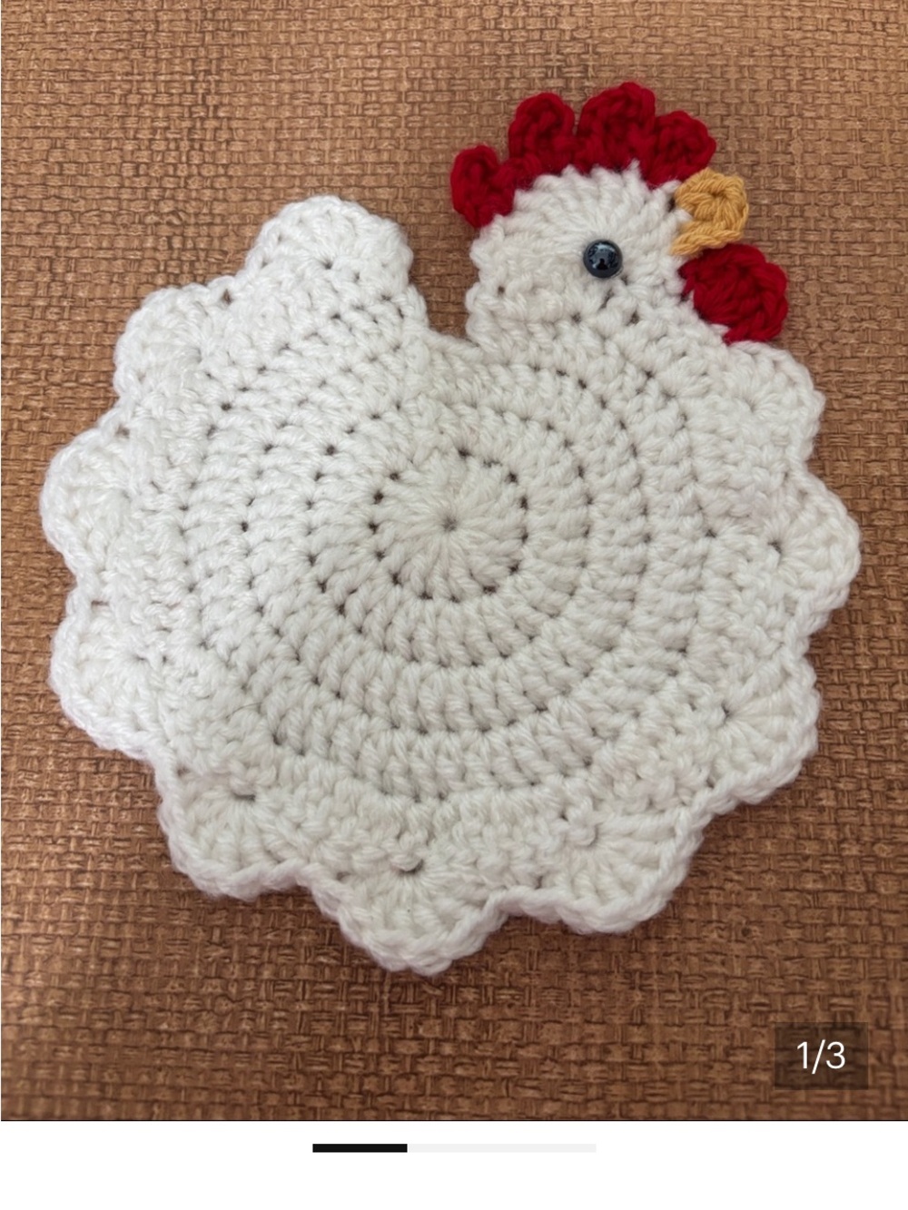 3 white chicken coasters